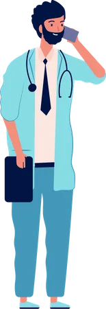 Male doctor talking on mobile  Illustration