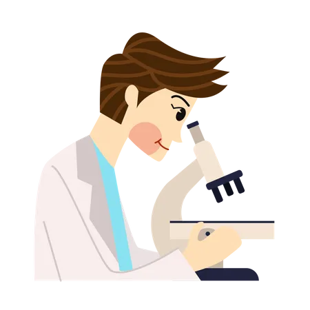 Male Doctor use Microscope  Illustration