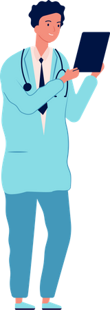 Male doctor using tablet  Illustration