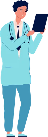 Male doctor using tablet  Illustration