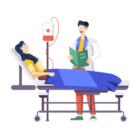 Male Doctor Visiting Patient in Room  Illustration