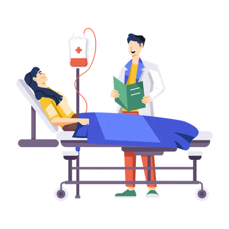 Male Doctor Visiting Patient in Room  Illustration