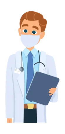 Male doctor wearing face mask  Illustration