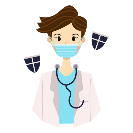 Male Doctor wearing mask Illustration