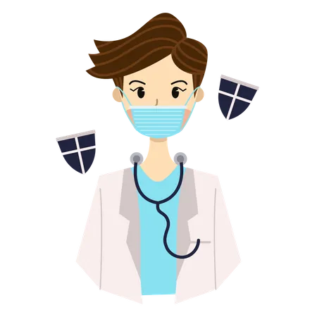 Male Doctor wearing mask Illustration