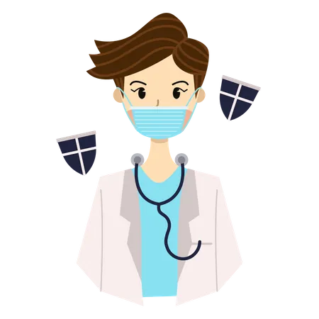 Male Doctor wearing mask  Illustration