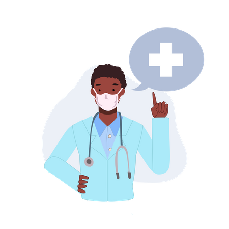 Male Doctor wearing Medical Face Mask and giving health advice  Illustration