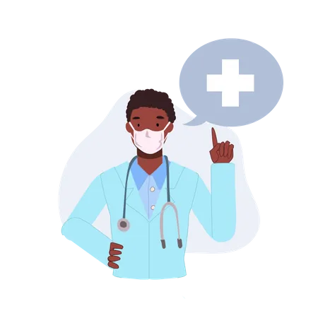 Male Doctor wearing Medical Face Mask and giving health advice  Illustration