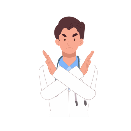 Male doctor with crossing arms  Illustration