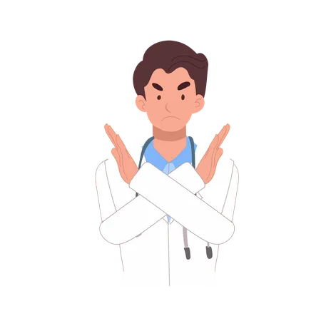 Male doctor with crossing arms  Illustration