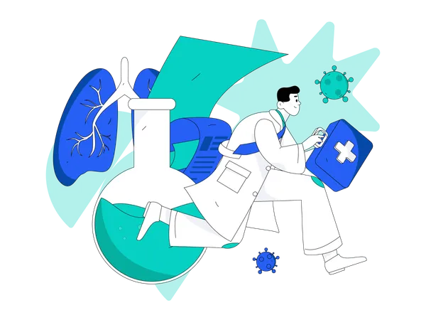 Male doctor with first aid kit  Illustration