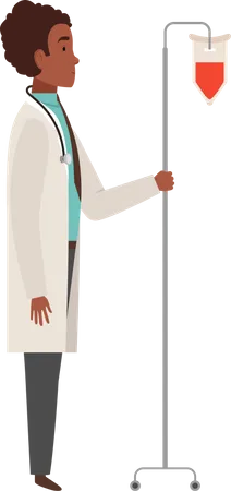 Male doctor with IV drip  Illustration