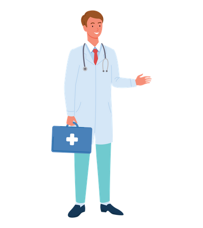 Male Doctor with medical kit  Illustration