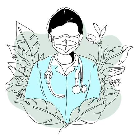 Male doctor with medical mask  Illustration