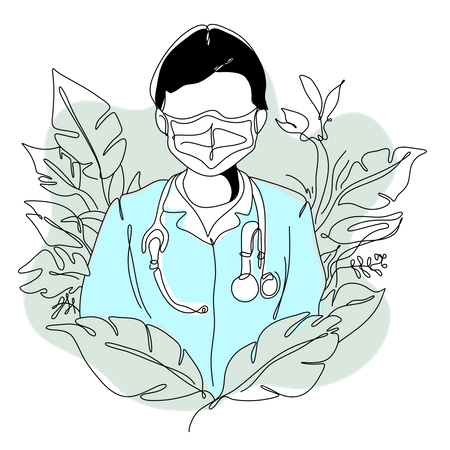 Male doctor with medical mask  Illustration