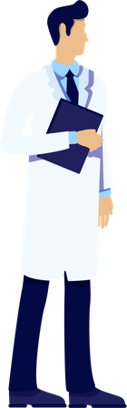 Male doctor with medical records Illustration
