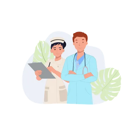 Male doctor with nurse Illustration