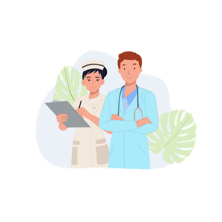 Male doctor with nurse  Illustration