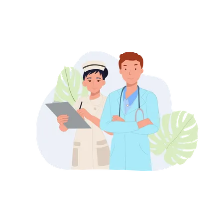 Male doctor with nurse  Illustration