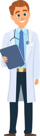 Male doctor with report Illustration