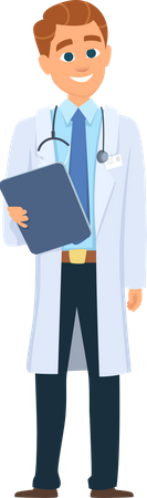 Male doctor with report  Illustration