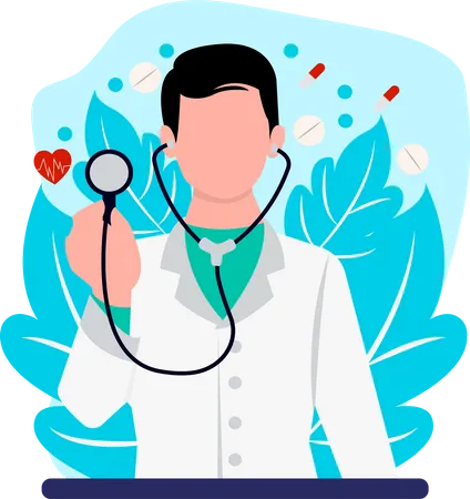 Male doctor with stethoscope Illustration