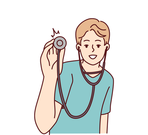 Male doctor with stethoscope  Illustration