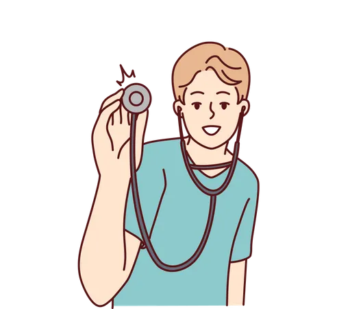 Male doctor with stethoscope  Illustration