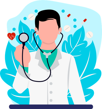 Male doctor with stethoscope  Illustration