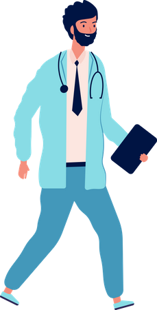 Male doctor with tablet  Illustration