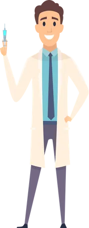 Male doctor with vaccine shot Illustration