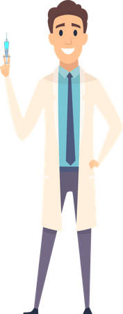 Male doctor with vaccine shot  Illustration