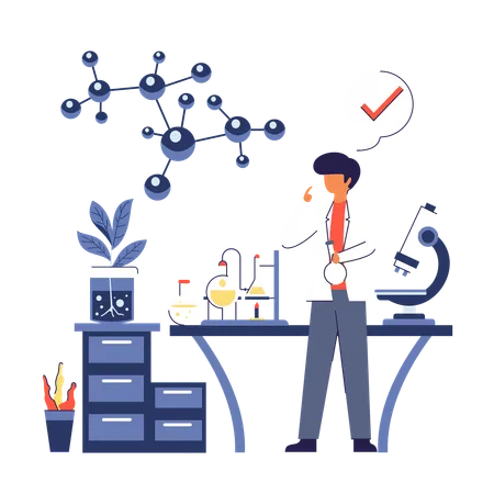 Male doctor working on Material Science  Illustration