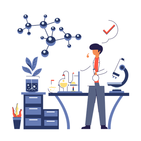 Male doctor working on Material Science  Illustration