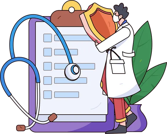 Male Doctor write prescription  Illustration