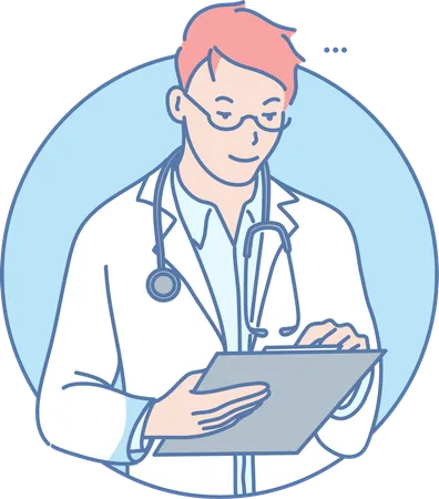 Male doctor write prescription  Illustration