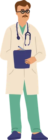 Male Doctor writing prescription  Illustration