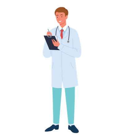 Male Doctor writing prescription  Illustration