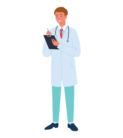 Male Doctor writing prescription  Illustration