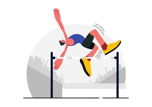 Male doing a High Jump  Illustration