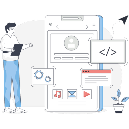 Male Doing App Development  Illustration