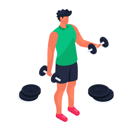 Male doing biceps exercise  Illustration