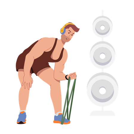 Male Doing Biceps Workout  Illustration