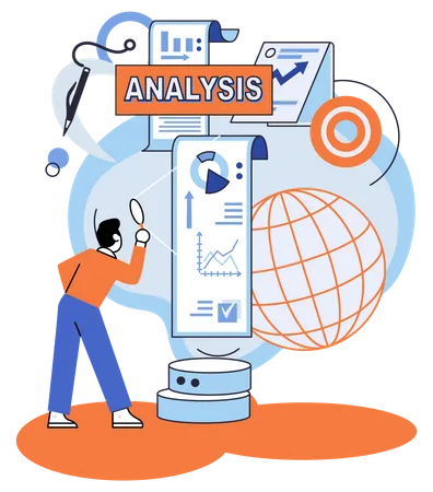 Male doing big data analytics  Illustration