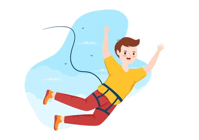 Male doing Bungee Jumping Illustration