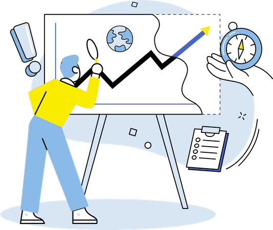 Male Doing Business Data Visualization  Illustration