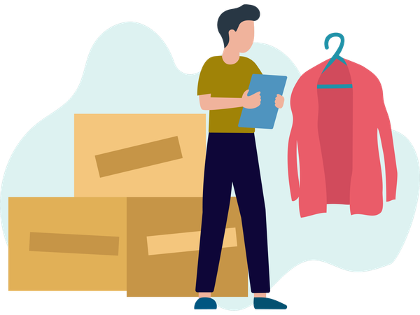 Male Doing clothes Shopping  Illustration