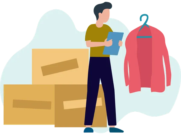 Male Doing clothes Shopping  Illustration