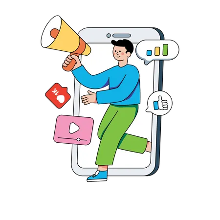 Male Doing Digital Asvertising  Illustration