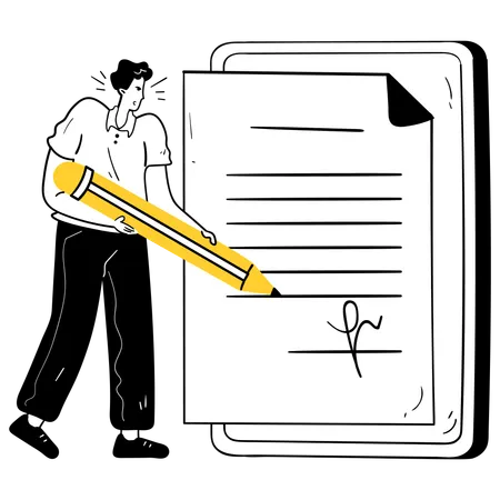 Male Doing Digital Signature  Illustration